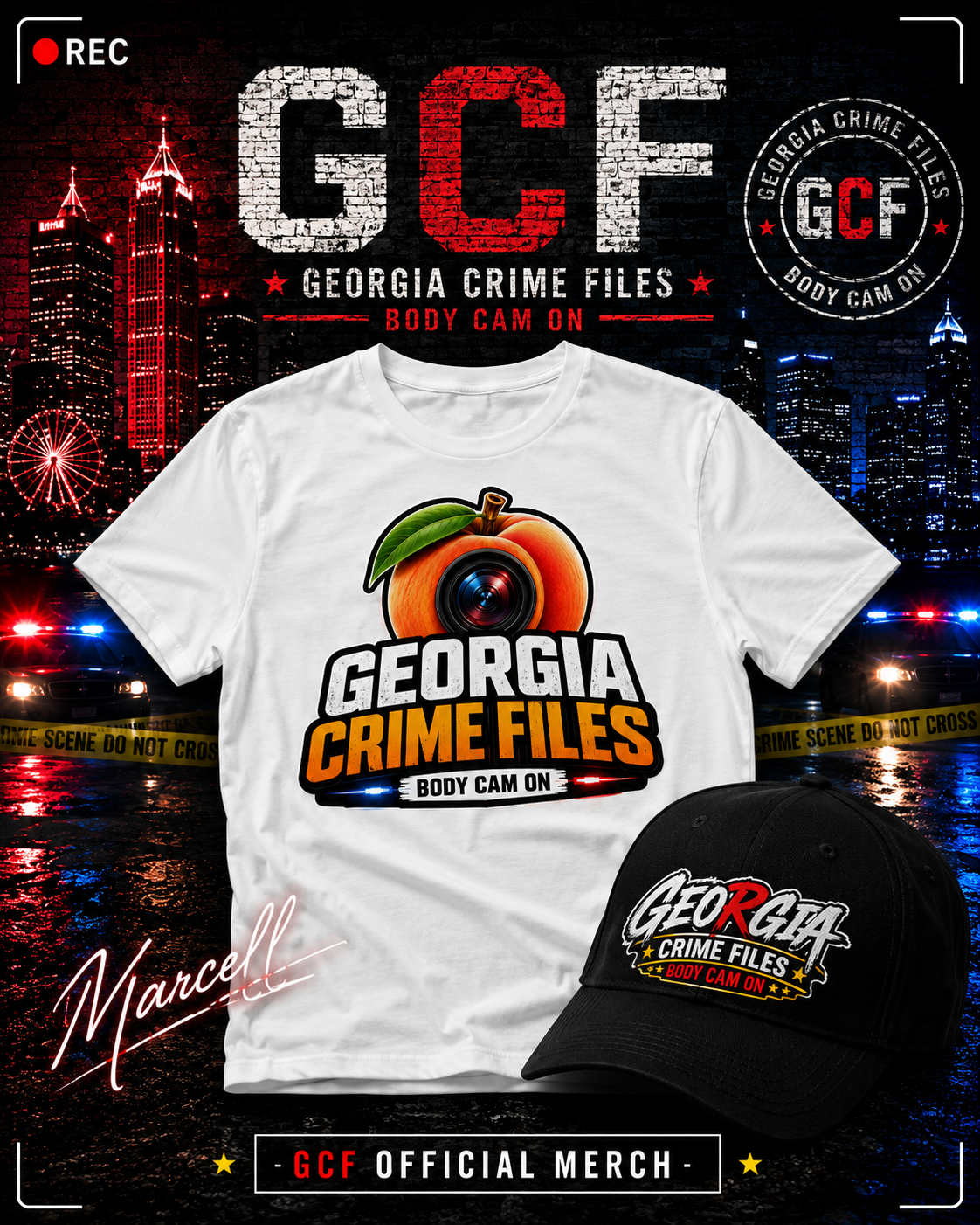 Georgia Crime Files Peach Logo Tee-White