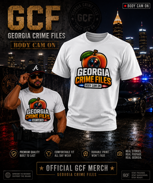 Georgia Crime Files Peach Logo Tee- White