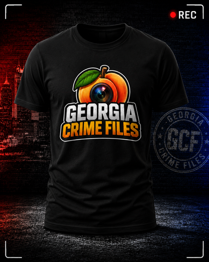 Georgia Crime Files Peach Logo Tee- Black