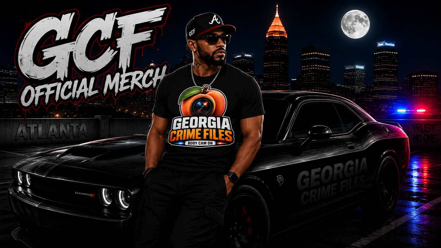 Georgia Crime Files Peach Logo Tee- Black