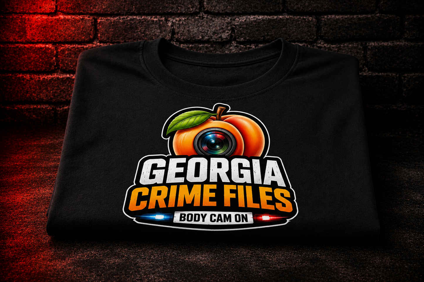 Georgia Crime Files Peach Logo Tee- Black