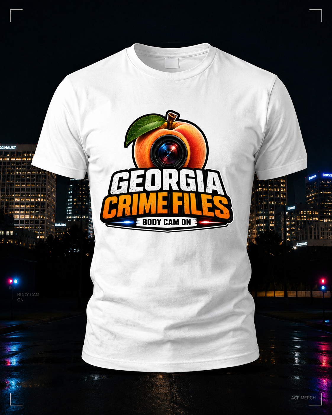 Georgia Crime Files Peach Logo Tee-White